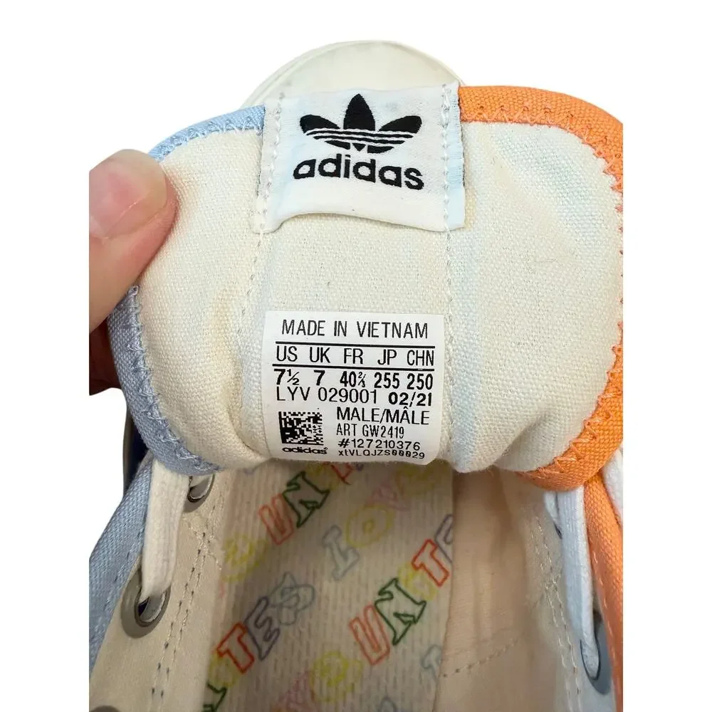 Adidas Nizza Low Pride Love Unites GW2419 M 7.5 / W 8.5 Rainbow Canvas NWT